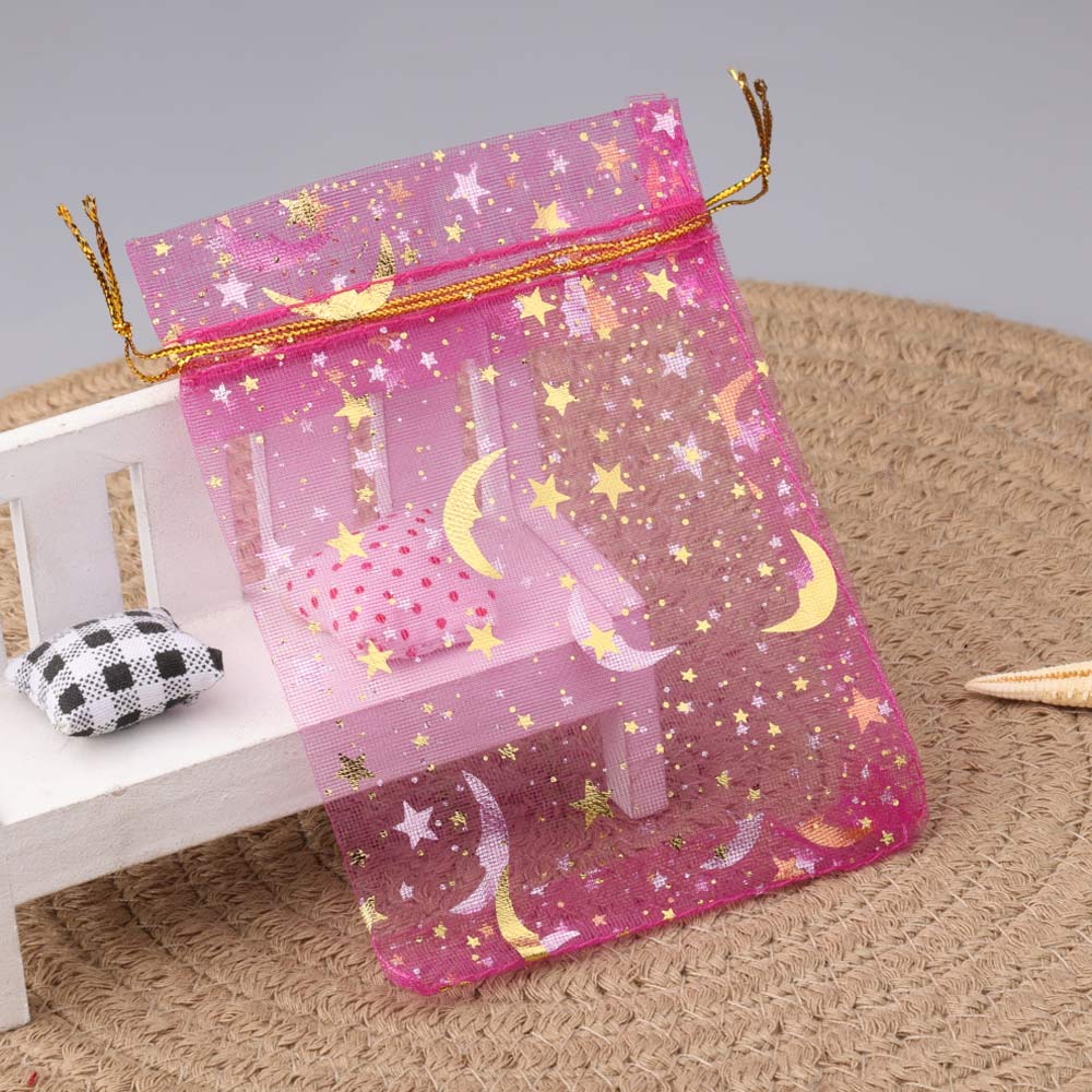 Sac en organza lune et étoile, pocommuniste multicolores pour fête de mariage, sac à bonbons, emballage de bijoux, 7x9 cm, 9x12 cm, 10x15cm, 50 pièces par lot: plum / 9.5x9.5x11 cm
