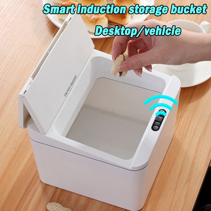 Poubelle de bureau à Induction intelligente 4L/6L, poubelle Portable de voiture, ménage cuisine chambre à coucher, Mini seau de stockage de collations 1 pièce