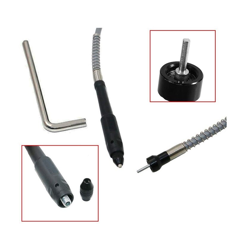 3.2mm/1/8inch Shaft Adapter Attachment, Flexible Drill Shaft Extension Keyless Chuck for Compatible Rotary Grinder Tool