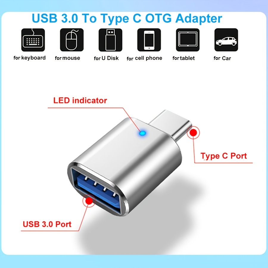 Adapter LED USB 3.0 na USB typu C OTG na USB typu C USB-A na złącze żeńskie Micro USB typu C do adapterów Samsung Xiaomi POCO