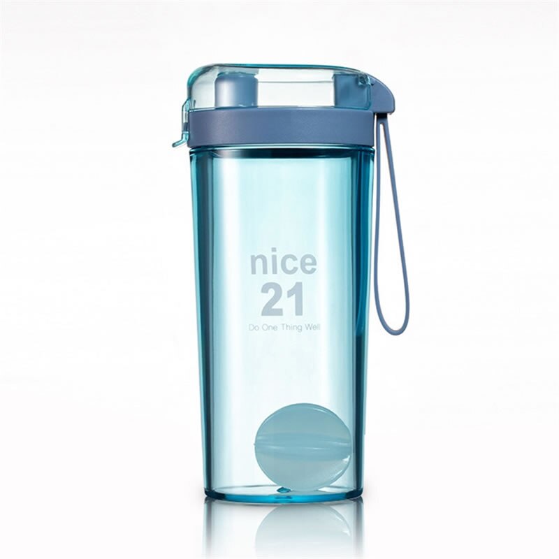 400ml rørende vannflaske plast lekkasjesikker kaffe melk te drikke vannkoker bærbar sport reise protein shaker drinkware: Blå