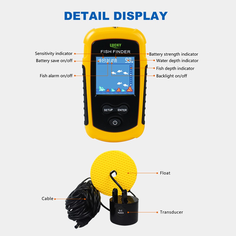 GLÜCK FF1108-1/FFC1108-1 Fisch Finder Alarm 100M Tragbare Sonar LCD Fisch Finder Angeln locken Echolot Angeln Finder