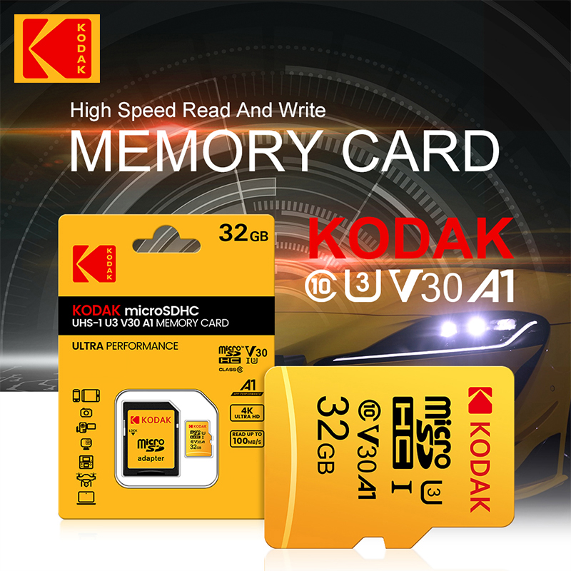 Oryginalna karta pamięci Kodak Micro SD 128 GB klasy 10 Karta pamięci 64 GB Karta pamięci 256 GB 32 GB V30 U3 do rejestratora jazdy