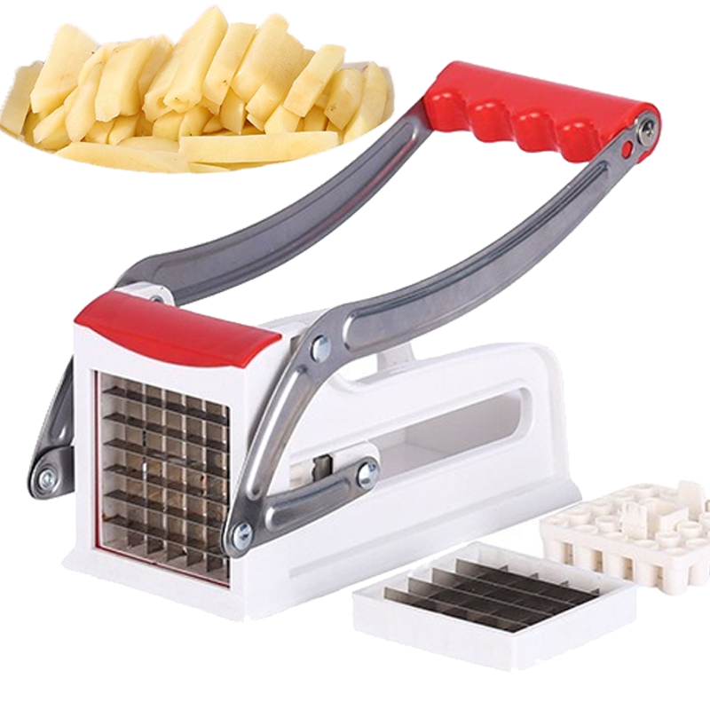 Cortador de patatas fritas, rebanador de patatas Manual, portátil, de acero inoxidable, para el hogar, máquina cortadora de patatas, cortador de verduras de cocina