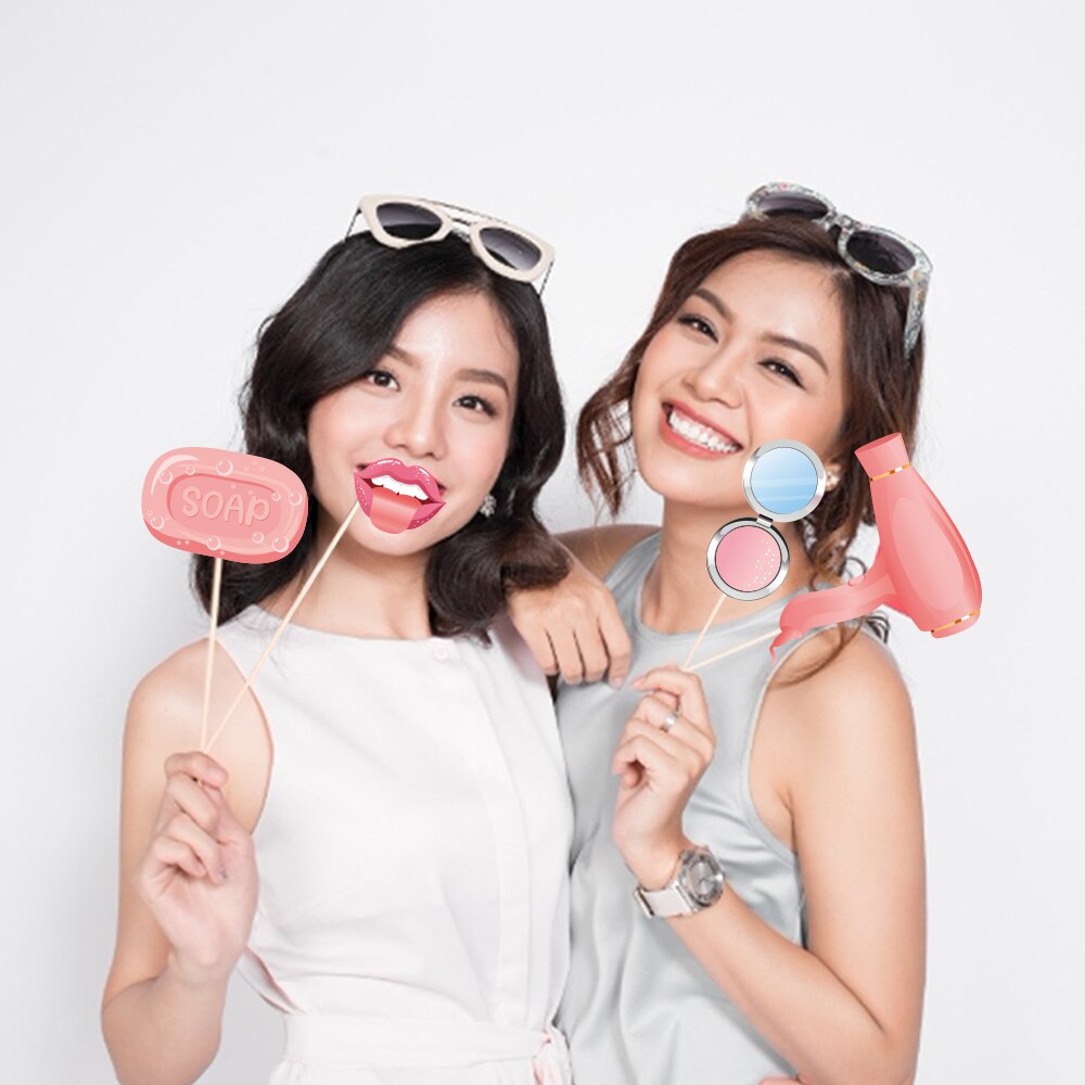 Décorations de fête à thème de maquillage, bricolage, accessoires de photomaton à rouge à lèvres, fournitures de fête d'anniversaire pour filles, fournitures de mariage, 25 pièces