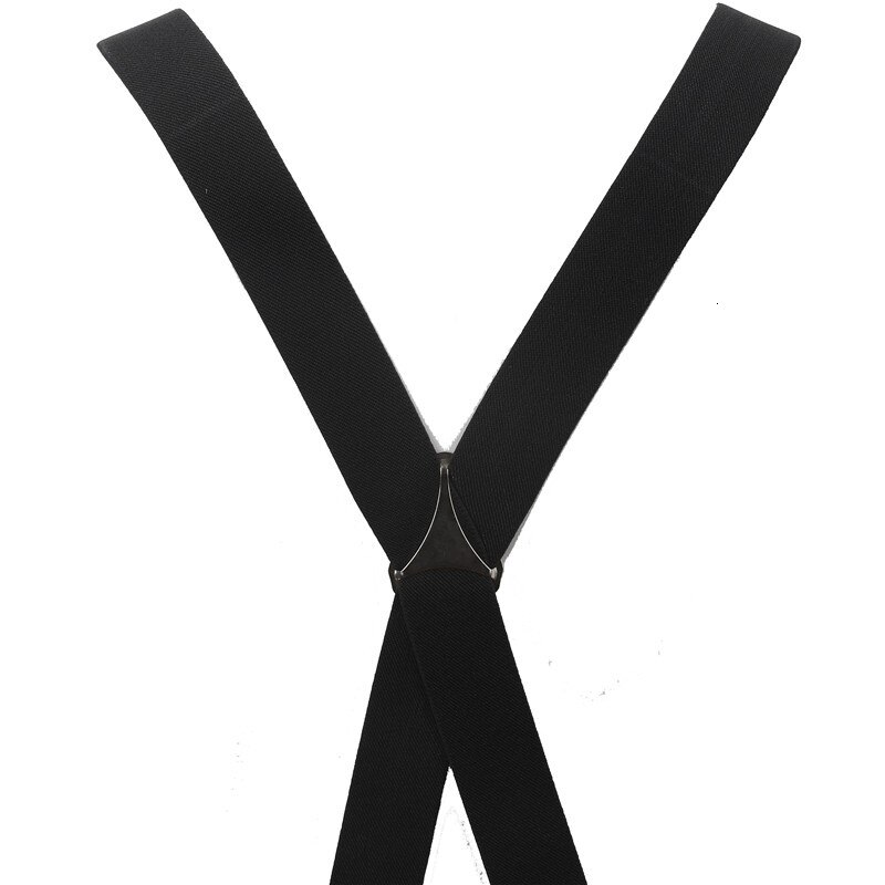 Bretelles unisexe pour adultes, couleur unie, 3.5cm de largeur, réglable, élastique, 4 Clips X dos, pour pantalons et femmes