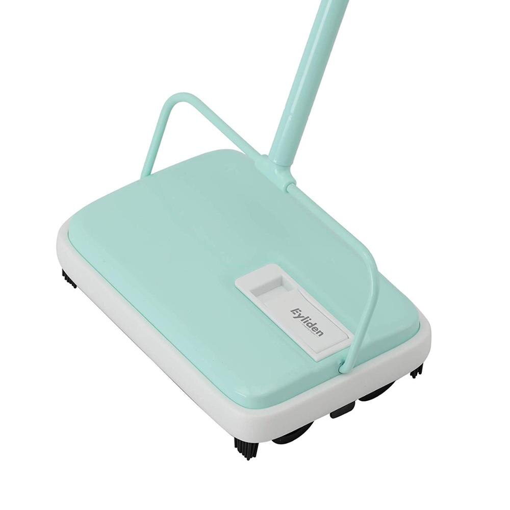 Eyliden Carpet Floor Sweeper Cleaner Hand Push Automatic Broom for Home Office Carpet Rugs Dust Scraps Paper Cleaning with Brush: Light Green