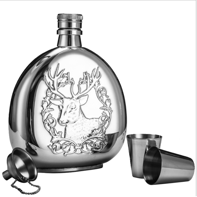 Hip Flask set for Alcohol 17oz Stainless Steel Whisky Bottle 2 Cups 1Funnel Groomsmen Whiskey Large Alkohol Wine Flask