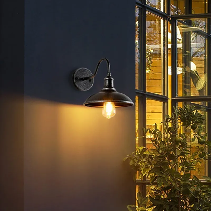 Vintage vandtæt væglampe udendørs lampe til altandørsdørsdørsdørsgårdsplads korridor have industriel  e27 væglamper belysningsarmatur