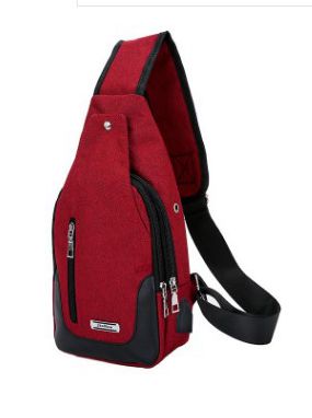 small usb charge one shoulder bag men messenger bags male waterproof sling chest bag bagpack cross body bags: Red