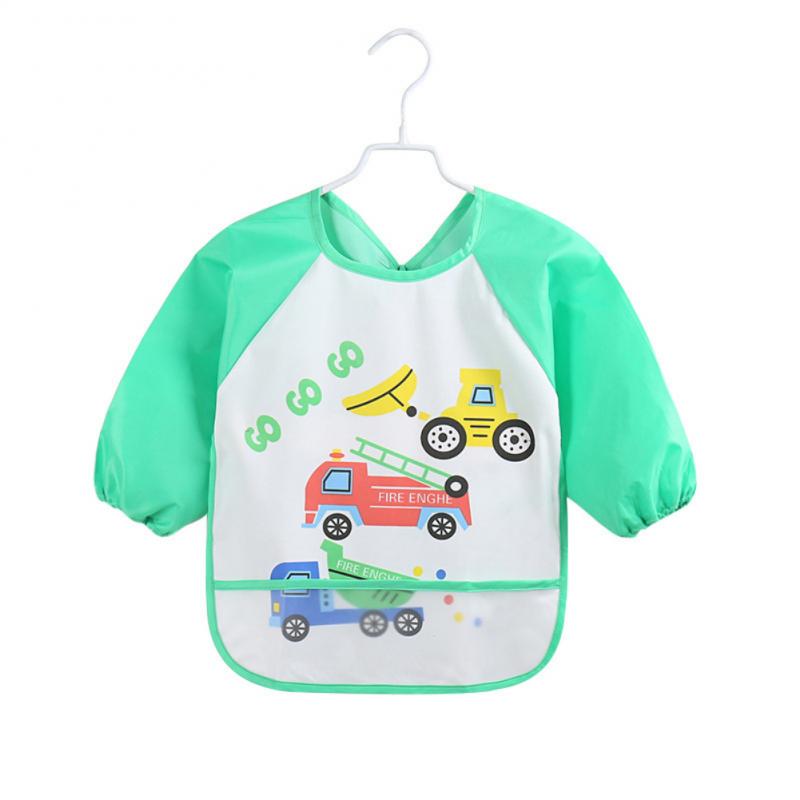 Children's Baby Kids Long Sleeve Feeding Bib Waterproof cloth overalls painting clothes Animals Art Paint Play Apron orange fox