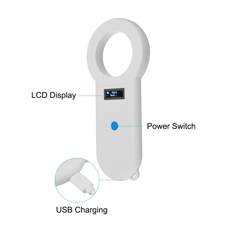 Pet Microchip Scanner Animal Pet ID Reader Handheld Pet Scanner USB RFID Reader for Dog Cat Horse 134.2Khz