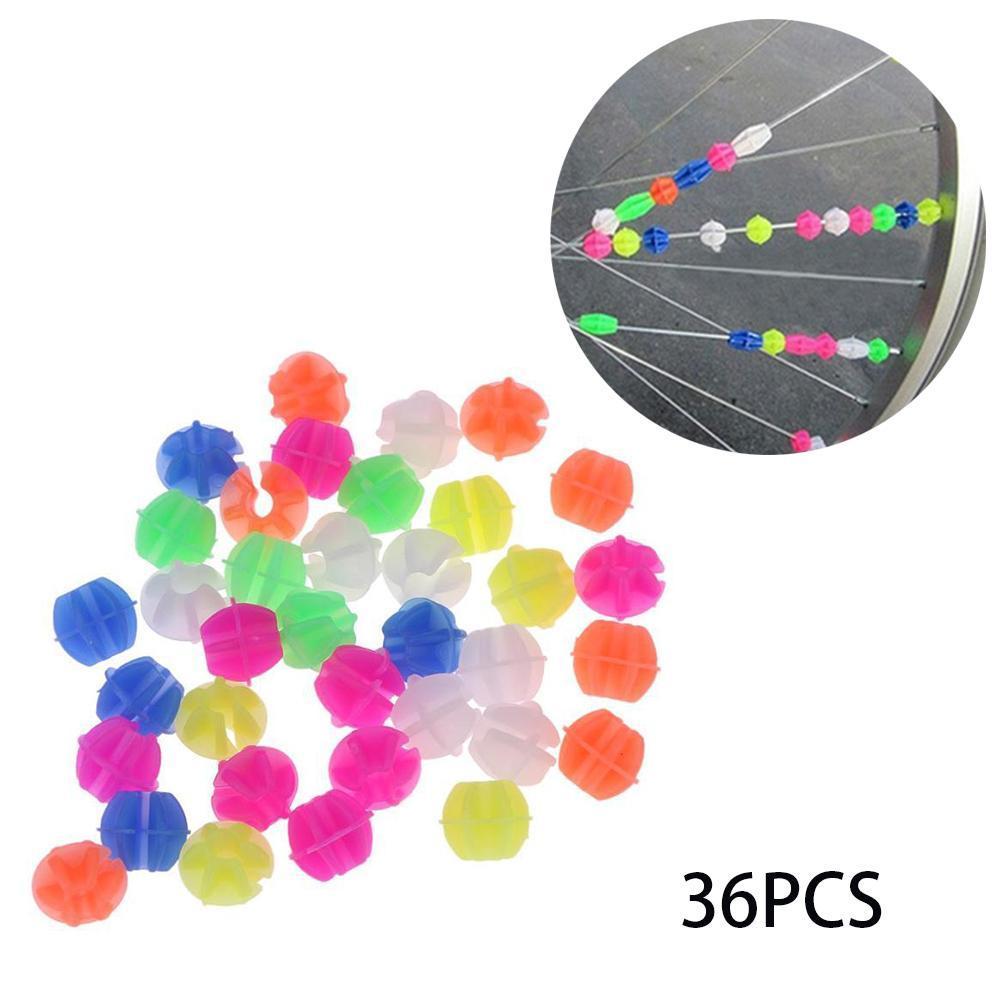 36 st/set plastklämma ekerpärla cykelpärlor trådpärlor självlysande pärlor cykel ekerdekorationer cykelboll rund  x8 o 5