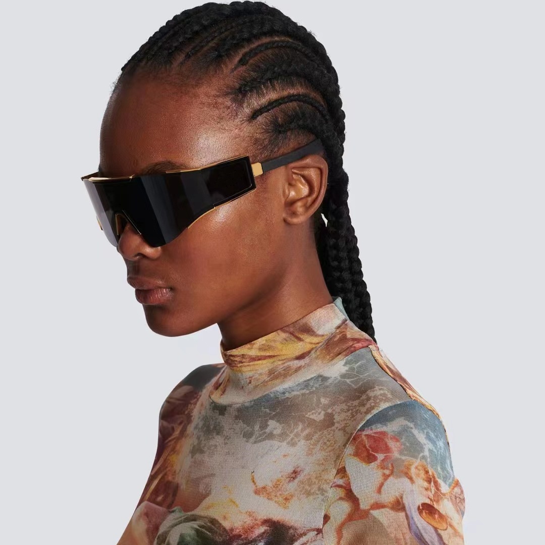 Gafas de sol con protección UV400 para hombre y mujer, lentes de sol de gran tamaño, a prueba de viento, estilo Punk, Ojo de gato, montura grande, deportivas