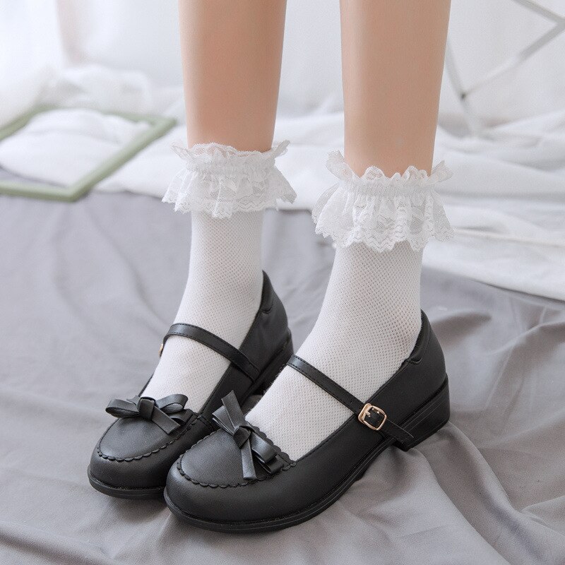 1 Pair Lolita Style Japanese Maiden Lovely Woman Lace Short Socks Summer Sweet Ruffle Cotton Princess Socks