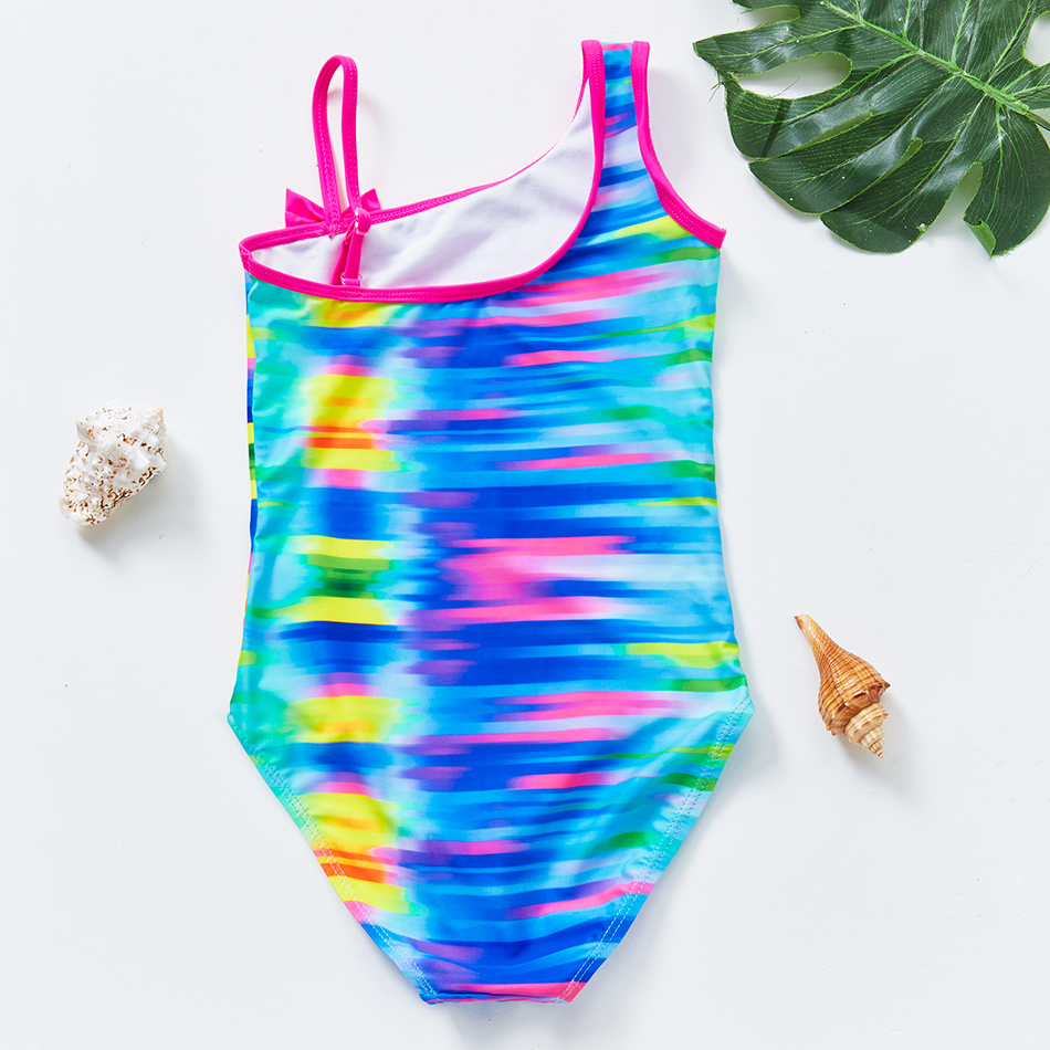 8-14years Teens Girls One Piece Swimwear Striped Bowknot Style Summer Beach Wear Girl Swimsuits