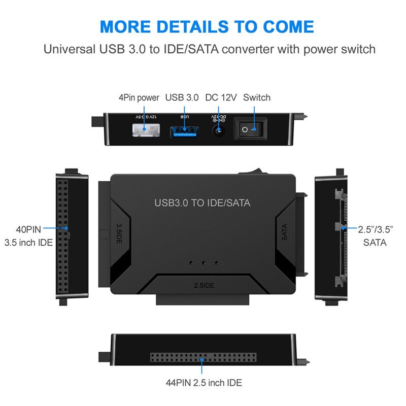 Dysk twardy HDD konwerter USB3.0 na SATA/IDE na 2.5 Cal/3.5 Cal zewnętrzny dysk twardy Obudowa skrzynka odwieźć HDD SSD na PC laptop-nas