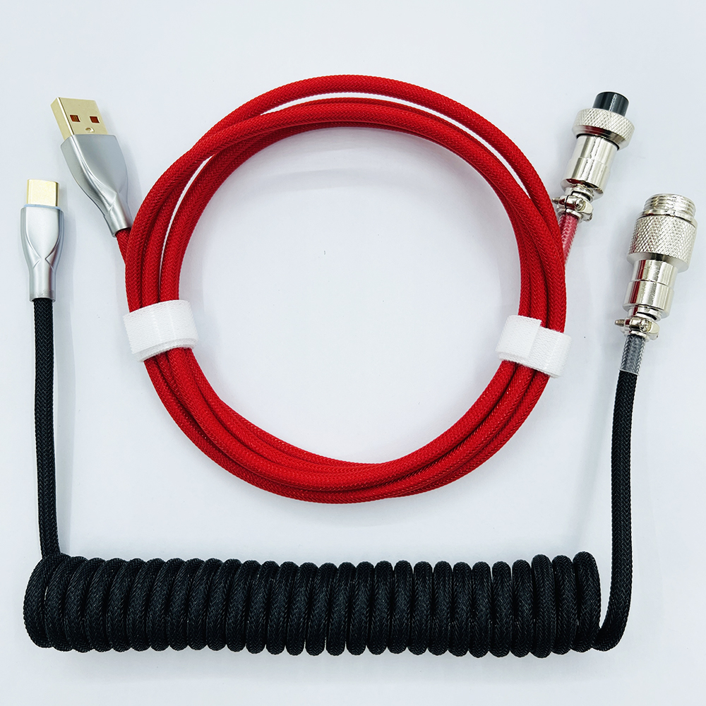 Cable en espiral para teclado mecánico, Cable de aviador tipo C a conector USB, Cable de aviación para teclado de juegos, accesorio