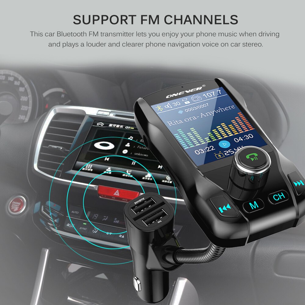 Dual USB Ports Support FM Transmitter FM Channels Bluetooth Radio Adapter For Car Bluetooth V3.0 With EDR In-Car FM Transmitter