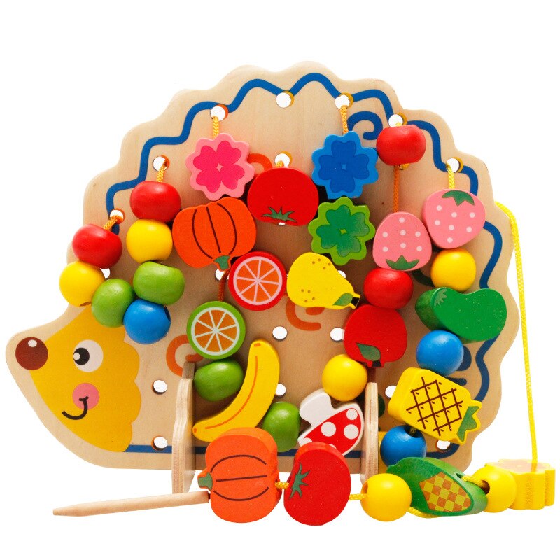 Baby Speelgoed Egel Vruchten Kralensnoer Houten Egel Vruchten String Kralen Baby Kind Educatief Speelgoed