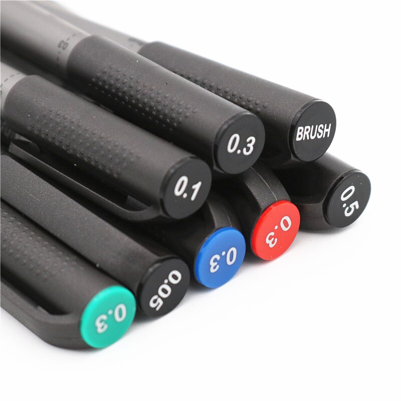 Farverig mikro pen vandtæt håndtegnet skitsepennen pen fineline pen leverer sort grøn blå rød pen