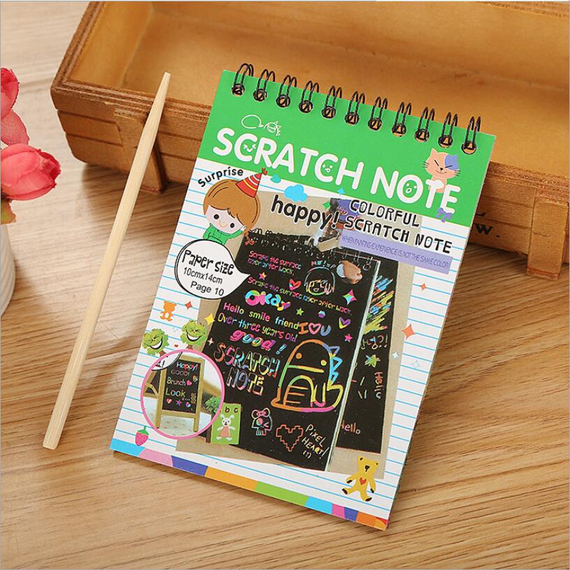 1Pc Scratch Opmerking Kinderen Creatieve Diy Kleurrijke Graffiti Notebook Kras Schilderen Kleuterschool Diy Kinderen Graffiti Boek: green