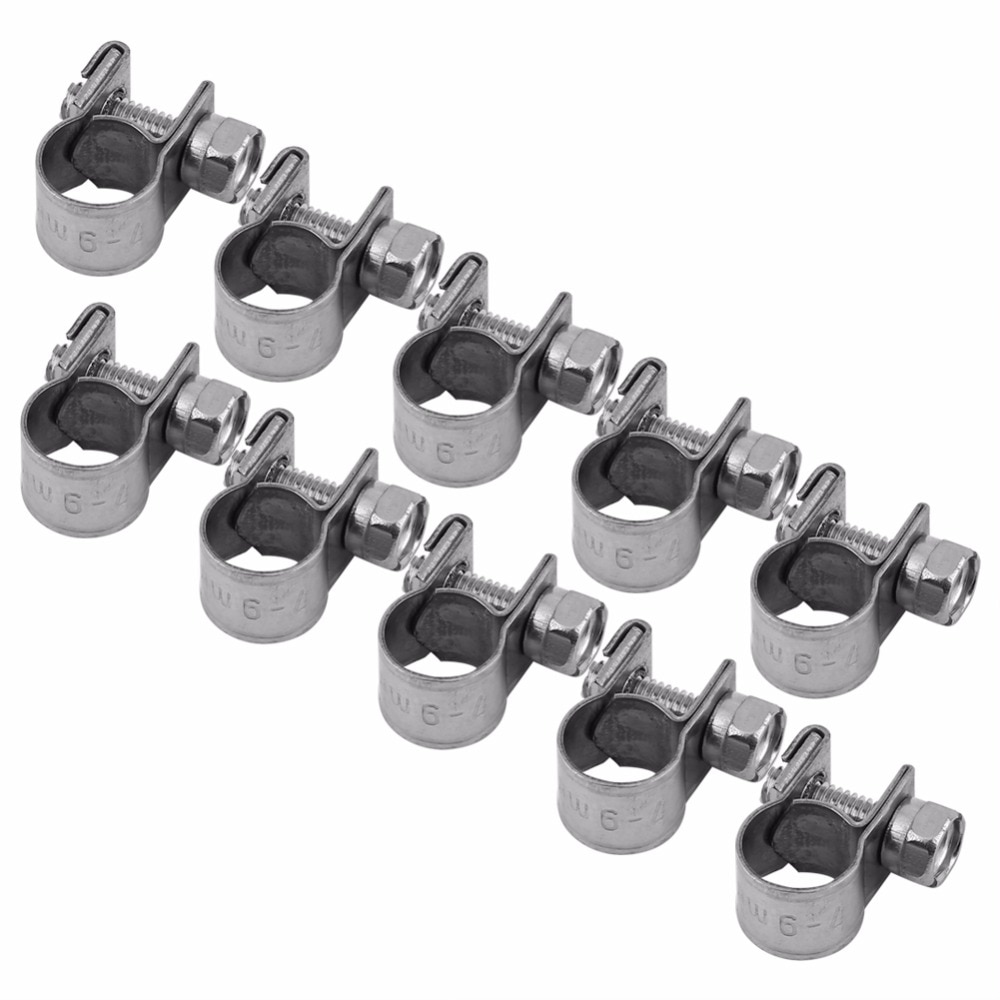 10 stk/sett mini slangeklemme klips rør rustfritt stål skrue liten feste rør marine vann rør fittings drivstoff linje injeksjon luft h