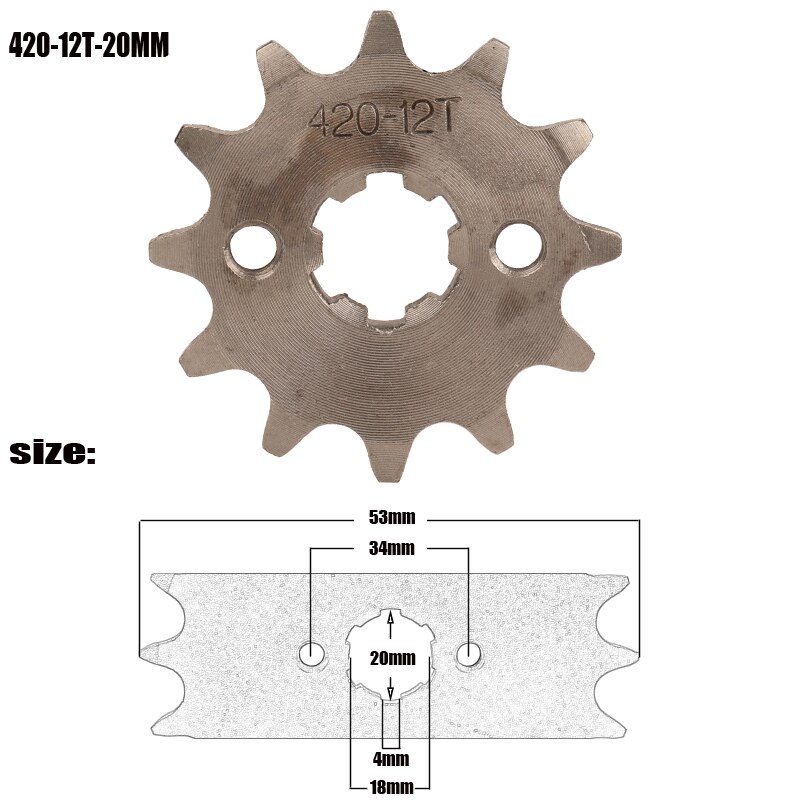 Pignon moteur avant moto 420 17mm 20mm 12 dents pour stomp upower dirt pit bike atv quad go kart cyclomoteur buggy scooter