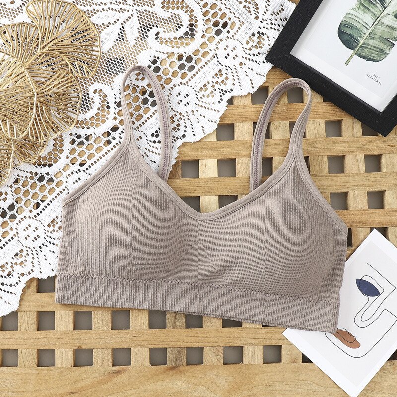 Women Wireless Padded Tube Top One-piece Solid Color Bralette Backless Nonadjusted Straps Crop Top 2022: gray
