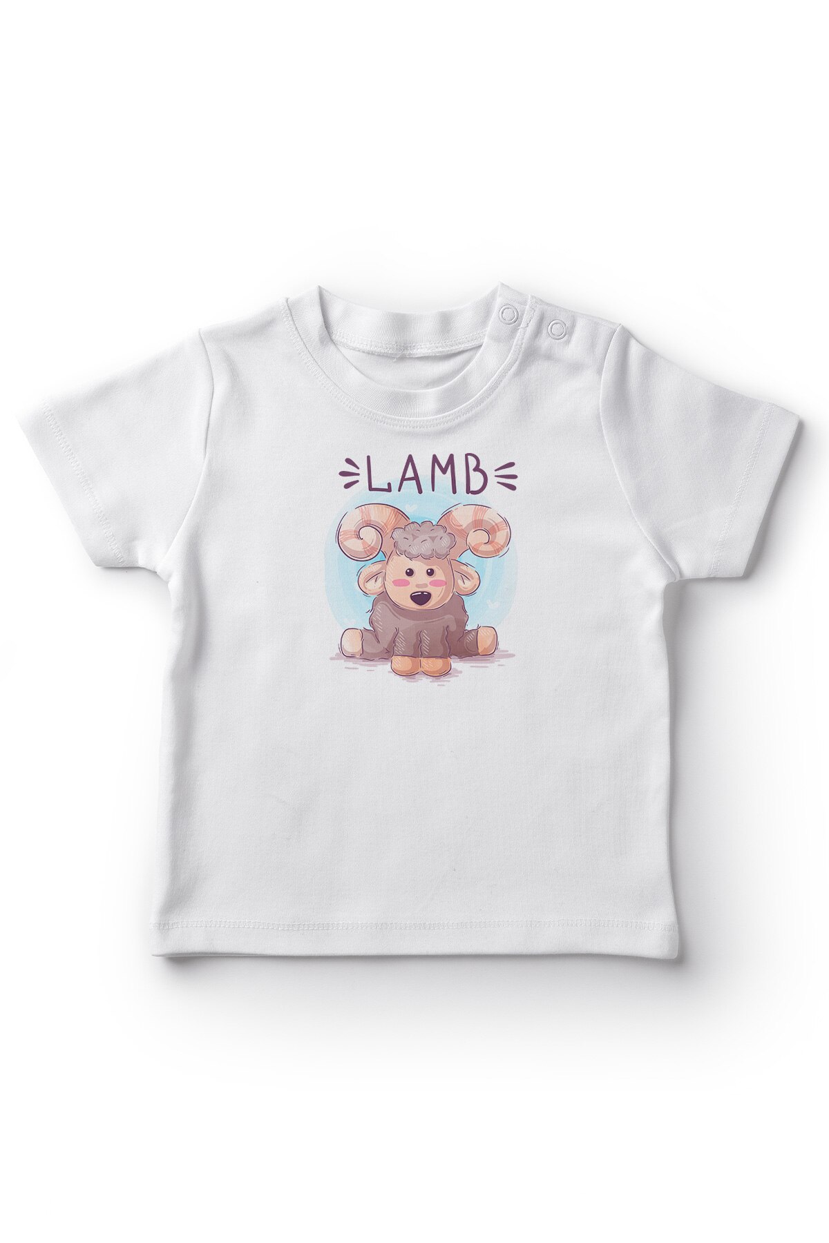 Angemiel bebé sentado Cordero bebé niñas camiseta blanca