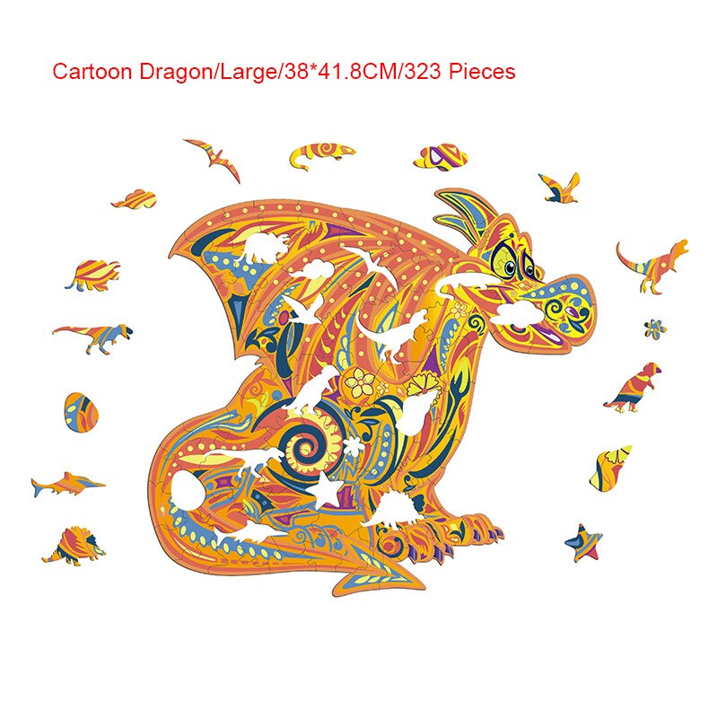 5 styles en bois dessin animé bricolage Lion Koala tigre marmotte Dragon jouet maison Puzzle pièces de Puzzle Photo murale Photo papier peint: E3