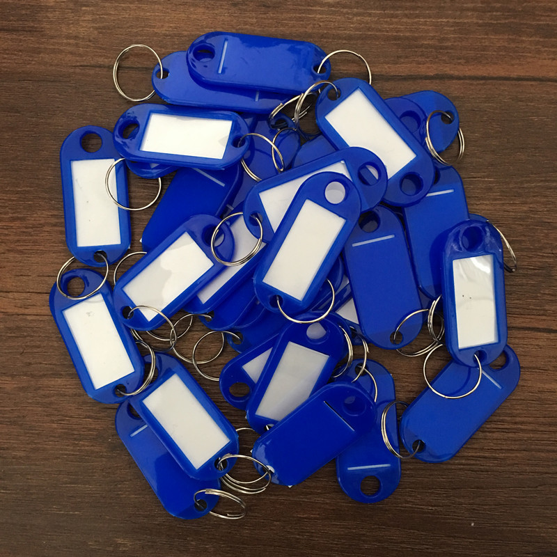 5PCS Colour Plastic Key Card Badge Key Holder Keychain Organizer Luggage ID Label Key Rings Name Cards: Blue