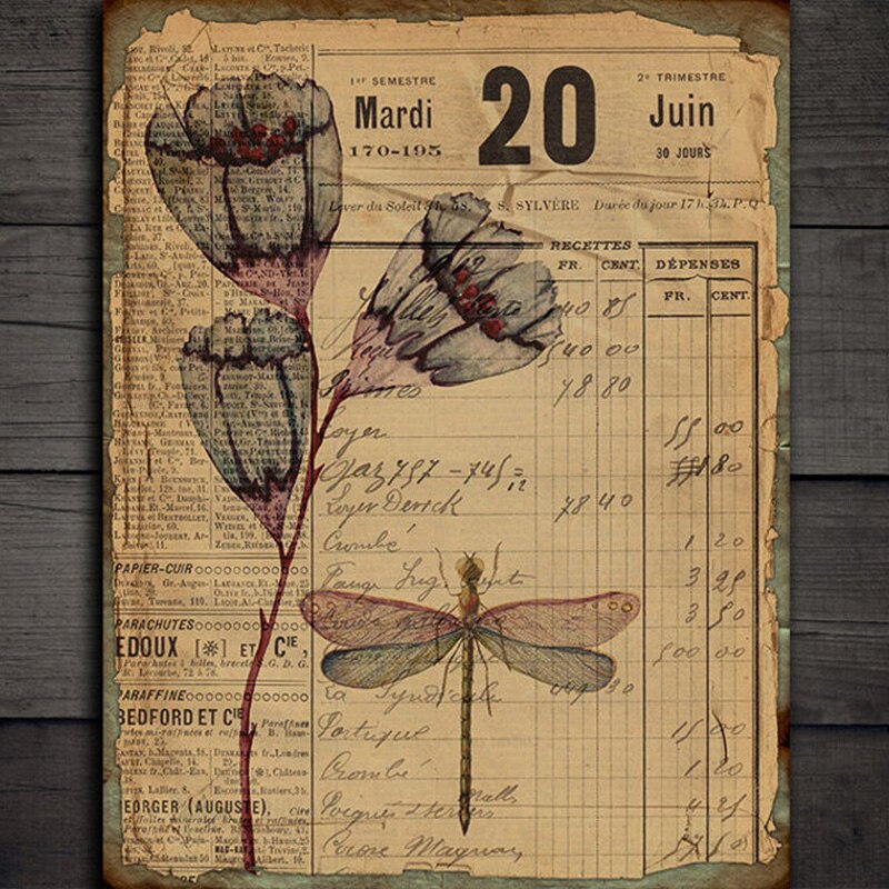 Junk Journal Large Size Retro Backing Material Decorative Paper DIY Scrapbook English Newspaper Plant Craft Decorative Paper