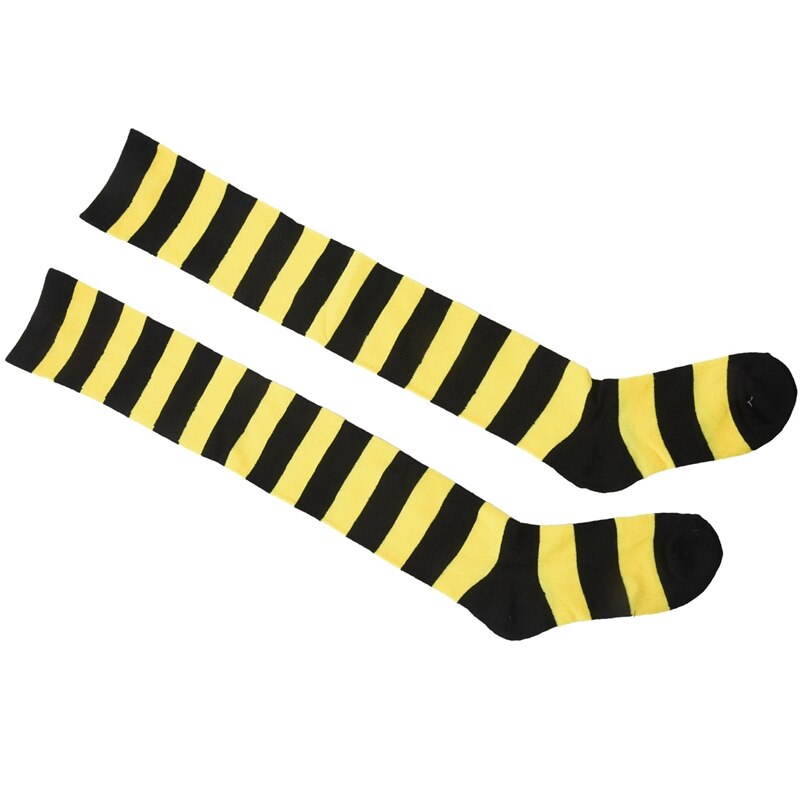 Chaussettes larges à rayures pour genoux (jaune + noir)