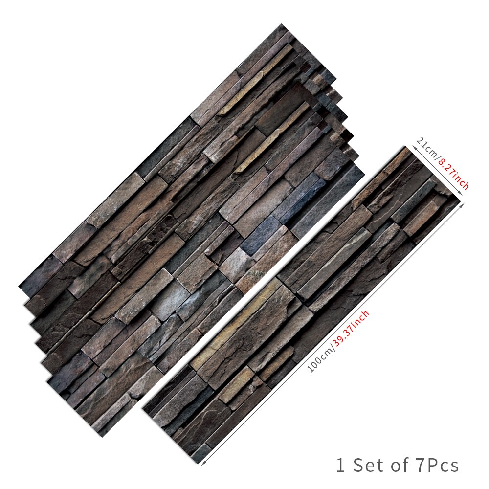 Autocollants pour escaliers en bois, 7 pièces, 21cm x 100cm, bande de roulement, vinyle, auto-adhésif, bricolage, mur de face, brique, motifs artistiques: RS010