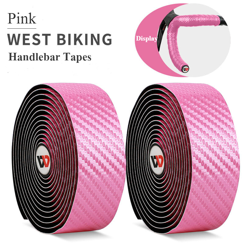 West biking bicicleta guiador fita de estrada de carbono fita envoltório ciclismo guiador banda com bar plugues mtb acessórios para montanha: Style B Pink