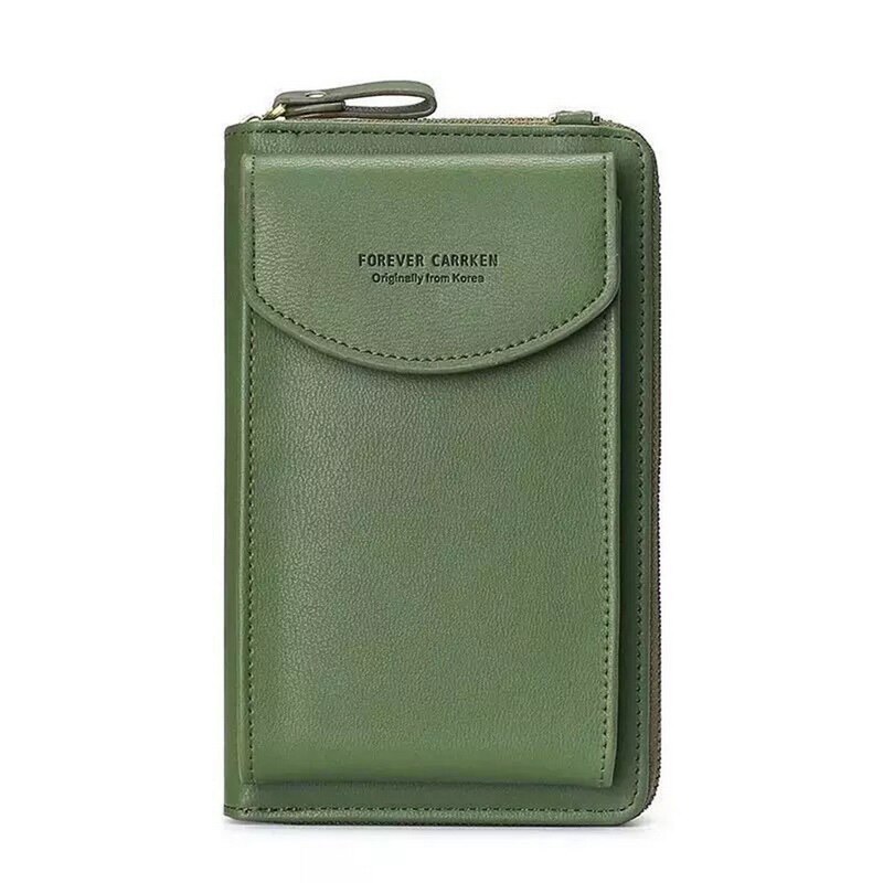 Women Wallet Brand Cell Phone Wallet Big Card Holders Wallet Handbag Purse Clutch Messenger Shoulder Straps Bag: Green