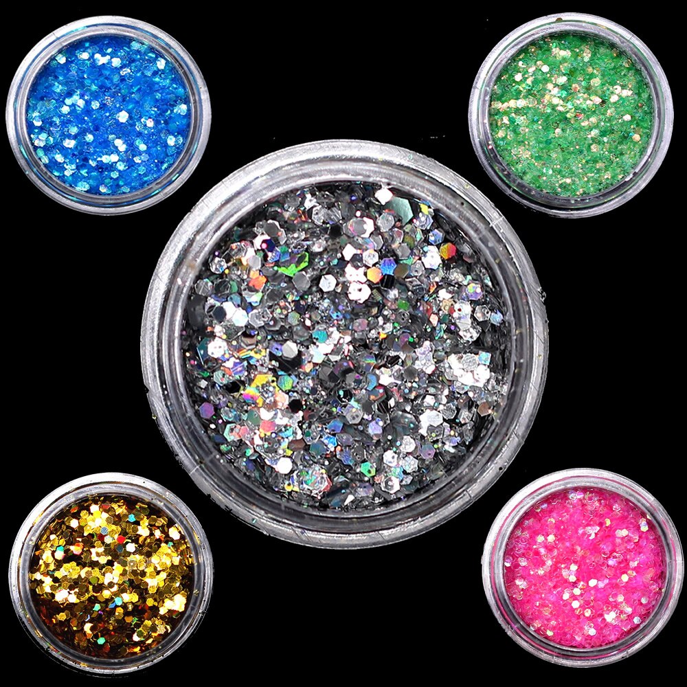 1 pièces AB ongle paillettes paillettes étoile lune coeur ongle Gel rond ongle paillettes holographique Pigment Nail Art décoration m3a505