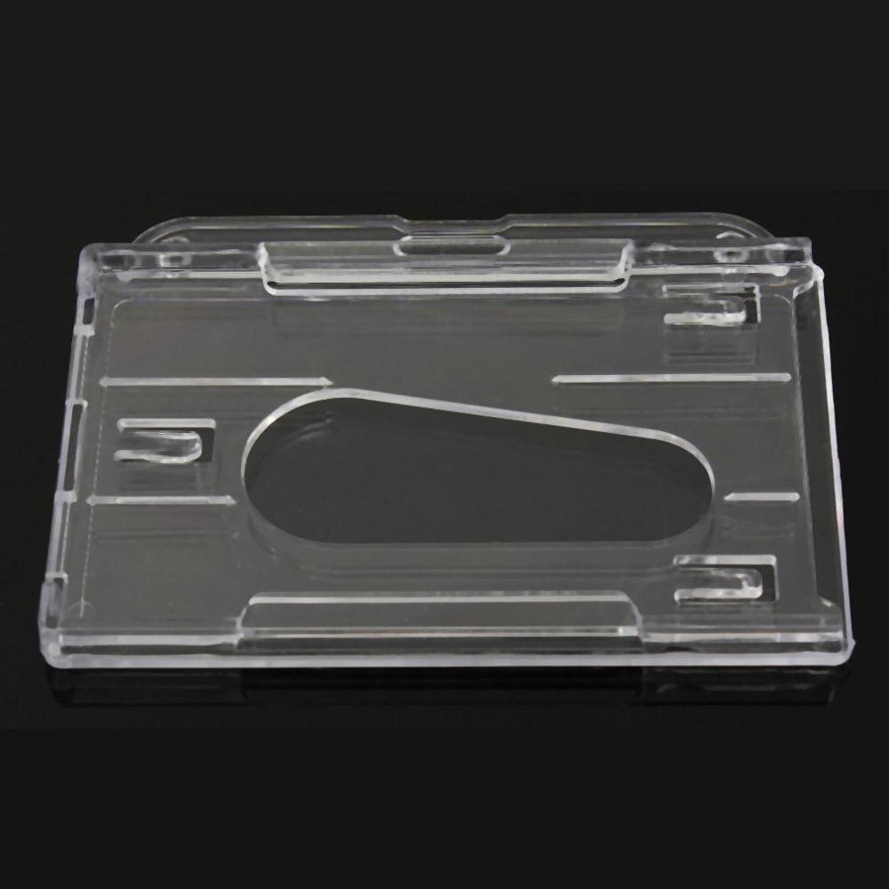 Tarjetero de doble cara de plástico duro, 1 Uds., transparente, Horizontal, para tarjeta de identificación, cubierta de tarjeta de fácil acceso, muesca de pulgar