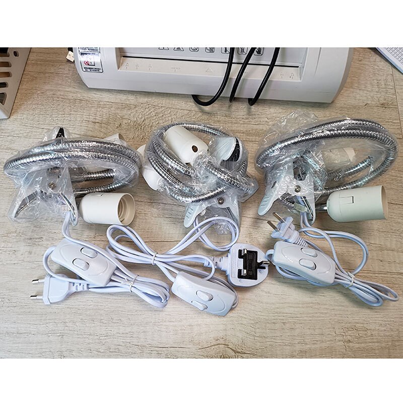 360 degrés Flexible porte-lampe pince E27 Base LED lampe de bureau livre lumières support US/ue/royaume-uni prise porte-lampe pince directe