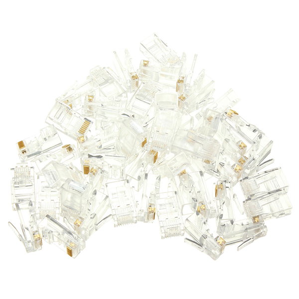 50Pcs Crystal Head Ethernet Cable Connectors RJ45 RJ-45 CAT6 Modular Cable Head Plug Ethernet Gold Plated Network Connector