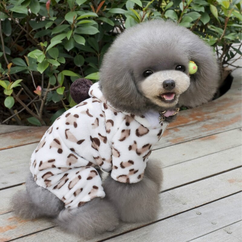 Vinter hundetøj søde kæledyr hvalpe hættetrøjer koral fleece varm hund jumpsuit pyjamas lille hund kostume