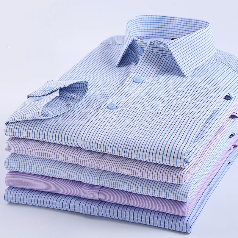 smart casual shirts square collar long sleeved easy care non-iron print/plaid regular fit male tops