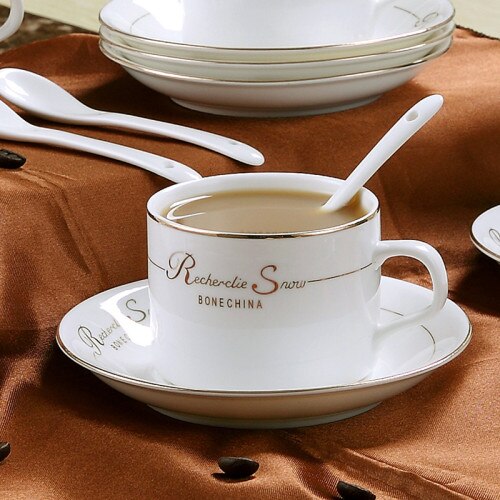 Mini Wit Keramische Kopje Thee Set Met Lepel Cappuccino Herbruikbare Koffie Mok Afternoon Tea Koffie Kopjes Kopjes En Schoteltjes AF50BD: style-1