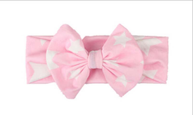 Kids Girl Baby Headband Toddler Lace Bow Flower Star Print Infant Cotton Hair Band Accessories Lot: Pink