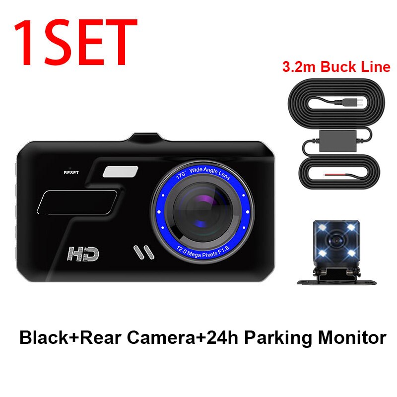 Car DVR 1080P FHD Full Touch Screen Dash Cam Car Camera Wide Angle Video Recorder Dual Lens Night Vision Monitor Registrator Car: parking monitor set / 16G