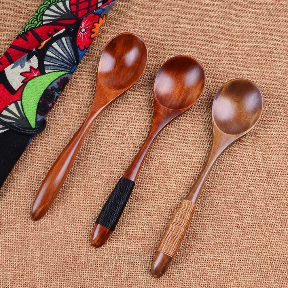 Mucho cuchara de madera de cocina de bambú utensilio de cocina herramienta sopa cucharadita de Catering para Kicthen de cucharillas accesorios de cocina