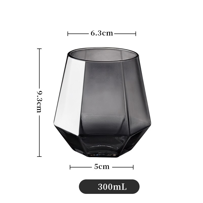 Hexagon Wine Glass Tumbler Mug Latte Coffee Fruit Juice Whiskey Cups Drinking Bar Club RR2180: D