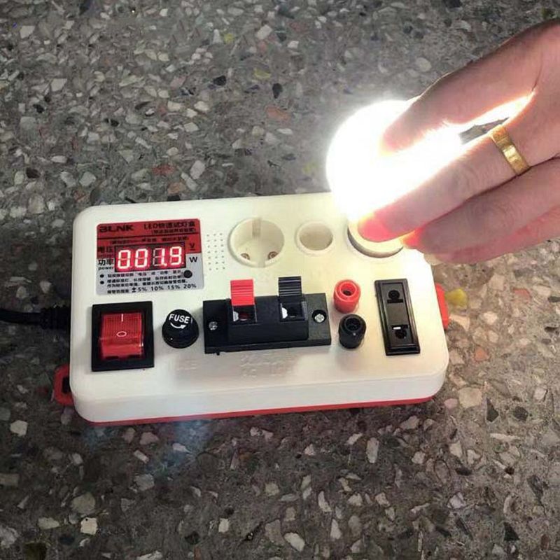 Caja de luz LED de prueba rápida, probador de potencia de voltaje para E27, B22, E14, bombilla con Zumbador