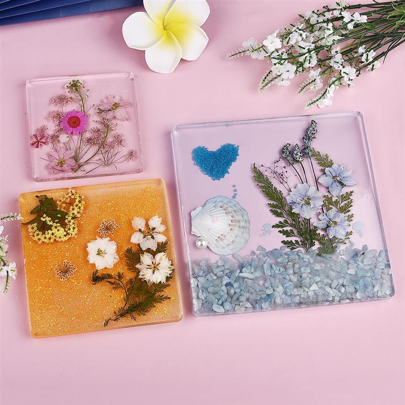 Forma de Retângulo Molde de Silicone DIY Molde de Resina Quadrado Redondo Coaster Epóxi UV DIY Ofício da Resina Decoração de Casa